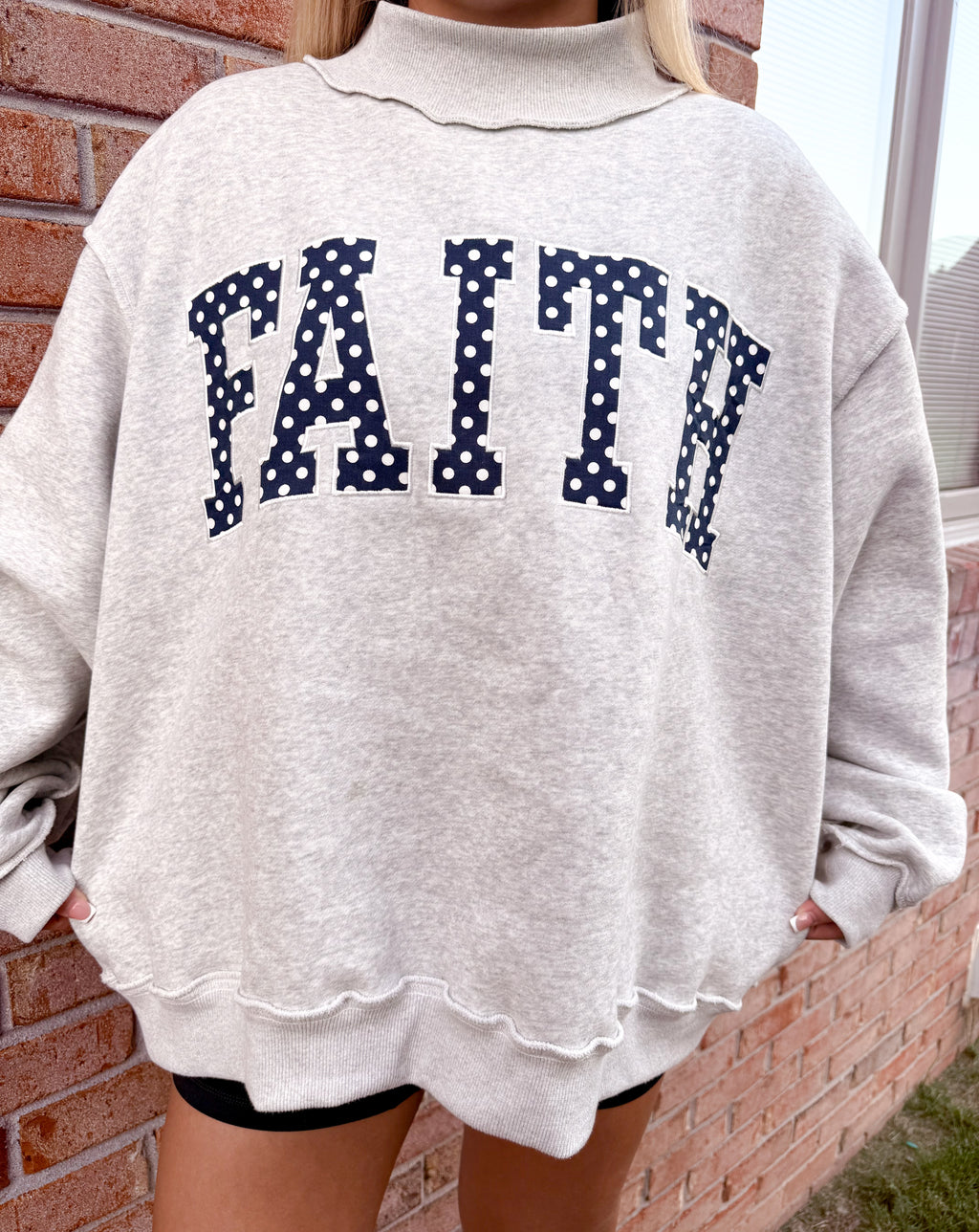Polka dot Faith mock neck