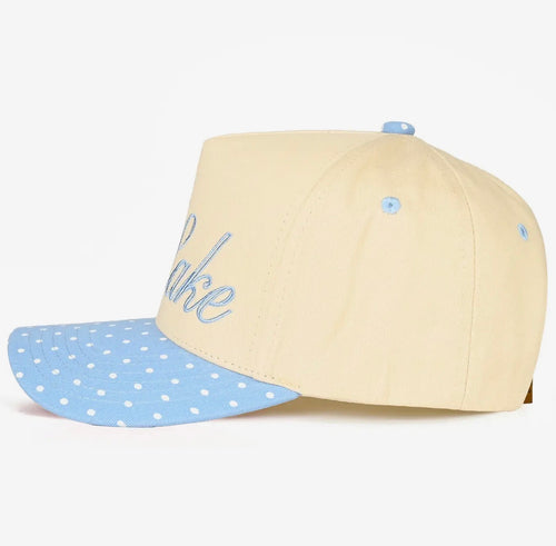 Blue polka dot meet me at the lake hat