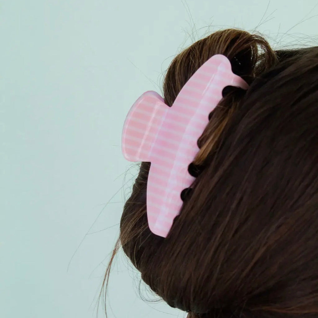 Pink stripe claw clip